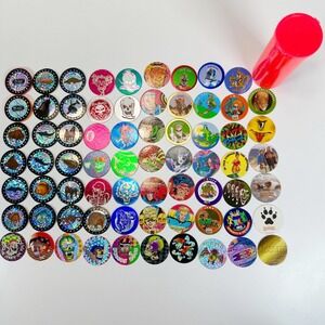 Vintage 90s POG Milk Cap Lot Power Rangers X-Men Goosebumps Lassie Slammers 50pc